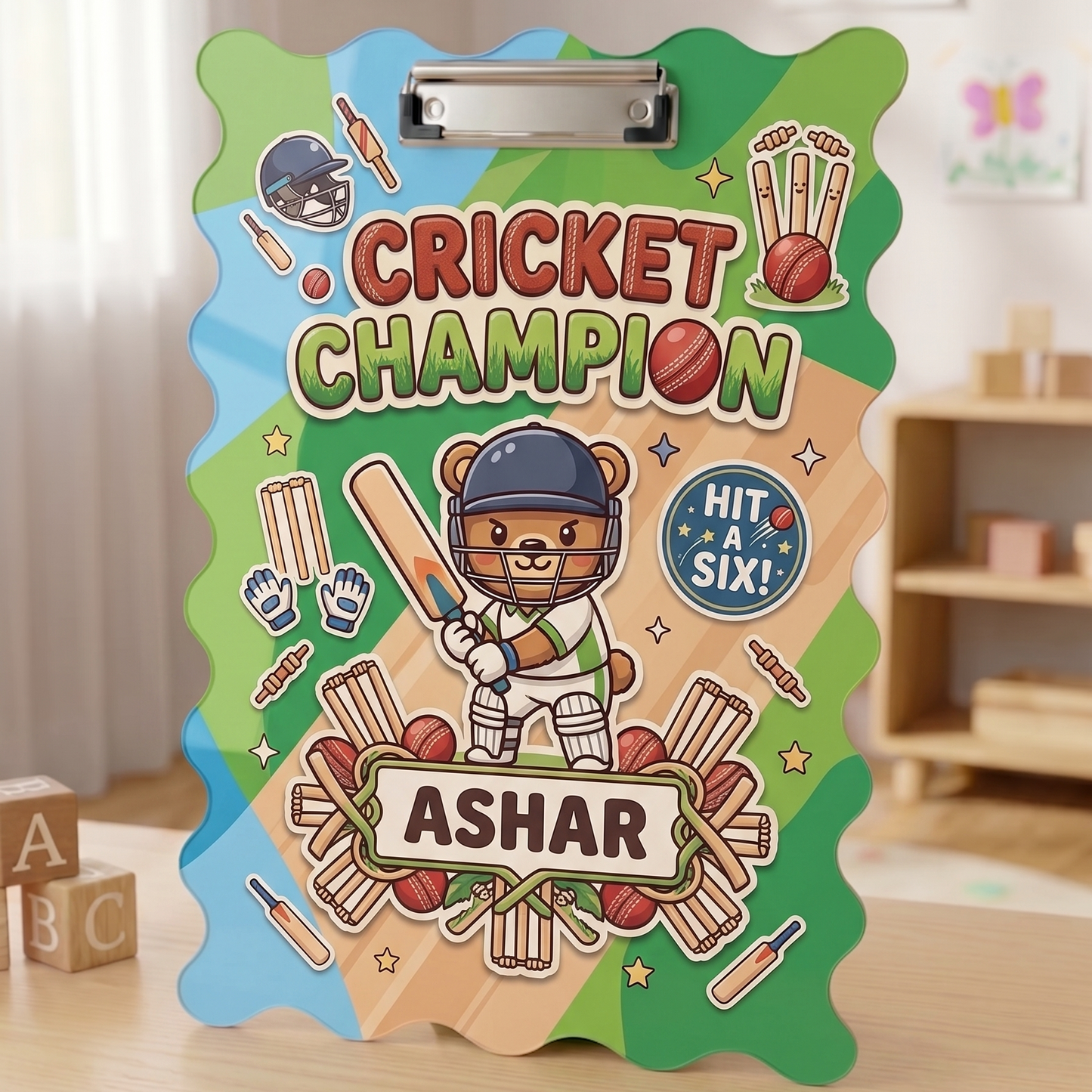 Customized Acrylic Examboard with Name | Personalized Name Examboard Cricket Theme
