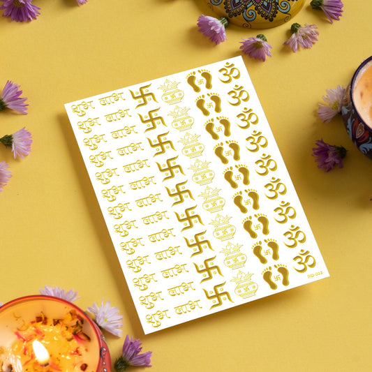 Diwali Golden Resin Stickers Transparent