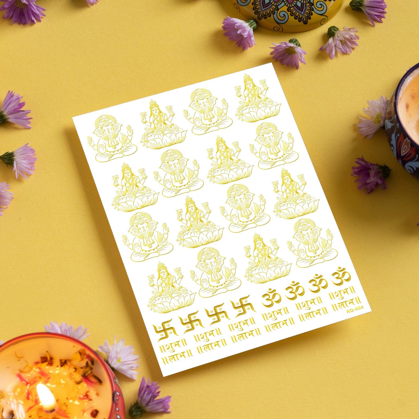 Diwali Metallic Gold  Resin Stickers