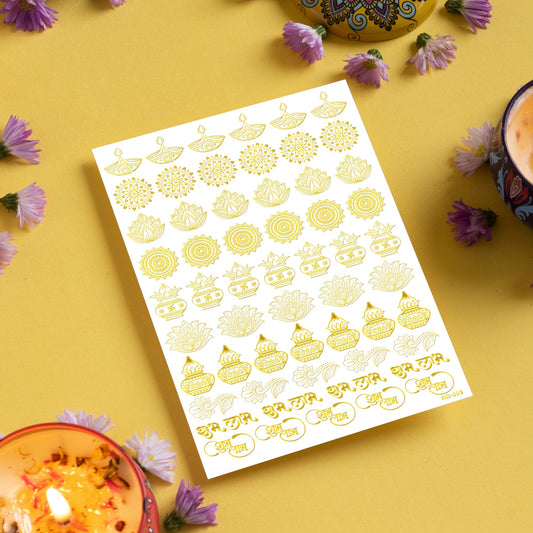 Gold Embossed Diwali Resin Stickers