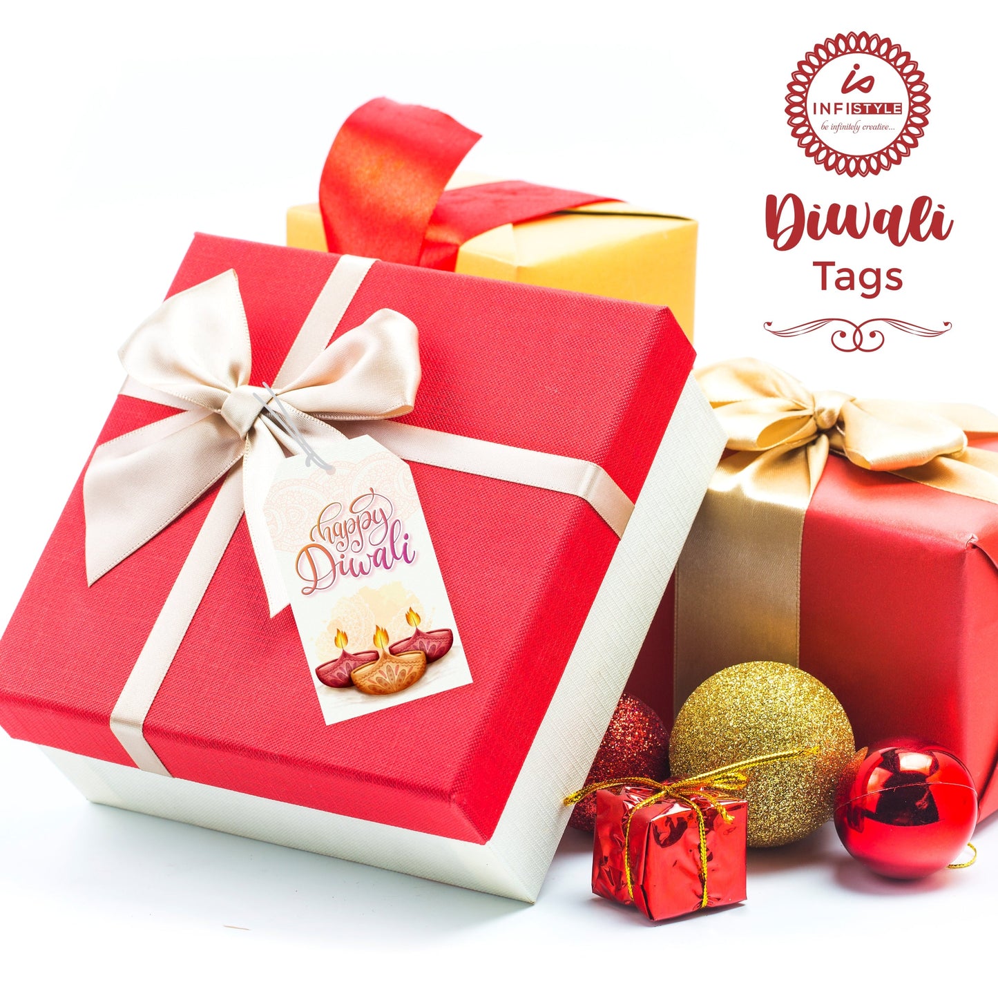 Happy Diwali Die Cut Shaped Tags
