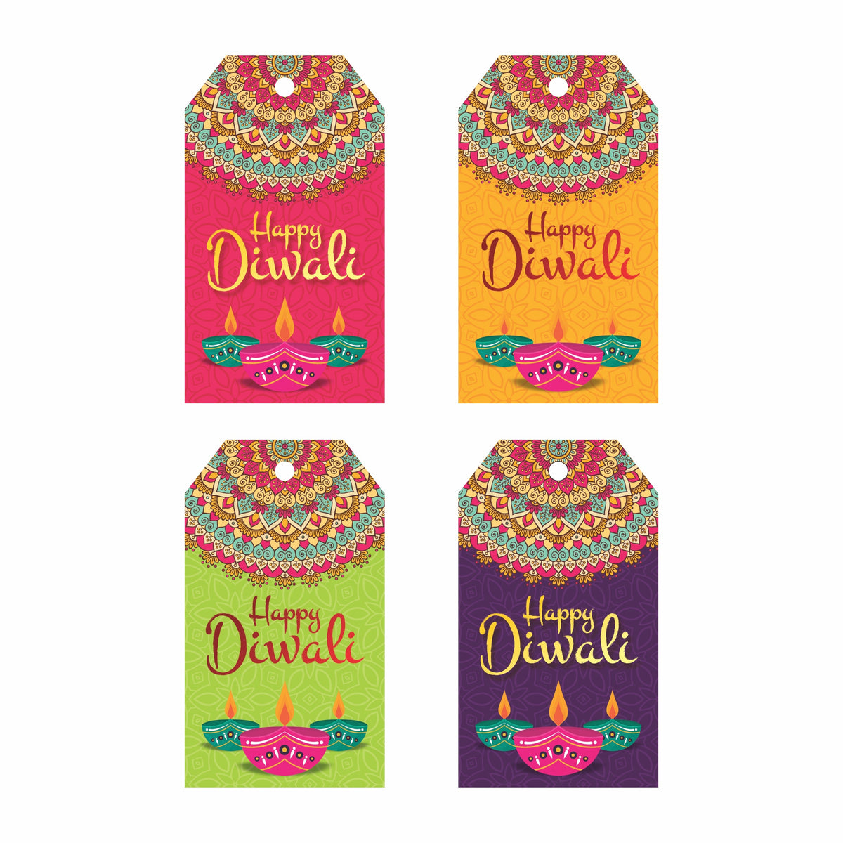 Happy Diwali Die Cut Shape 4 Gift Tags