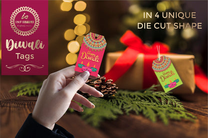 Happy Diwali Die Cut Shape 4 Gift Tags front view