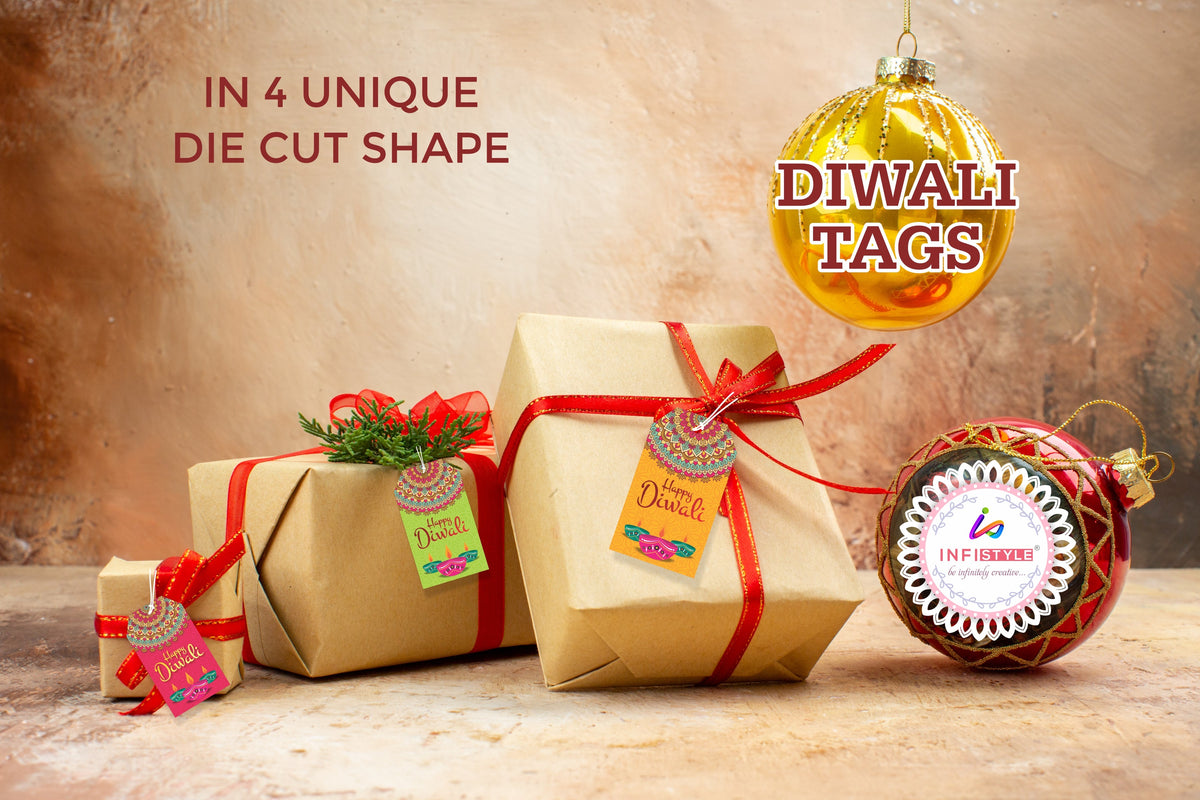 Happy Diwali Die Cut Shape 4 Gift Tags detail view