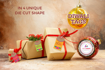 Happy Diwali Die Cut Shape 4 Gift Tags detail view