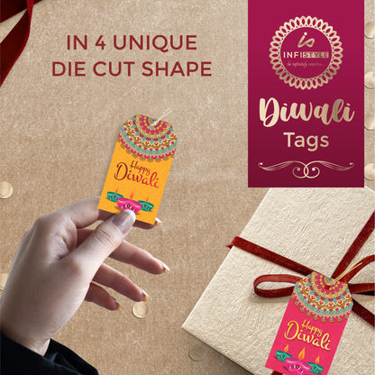 Happy Diwali Die Cut Shape 4 Gift Tags design close-up