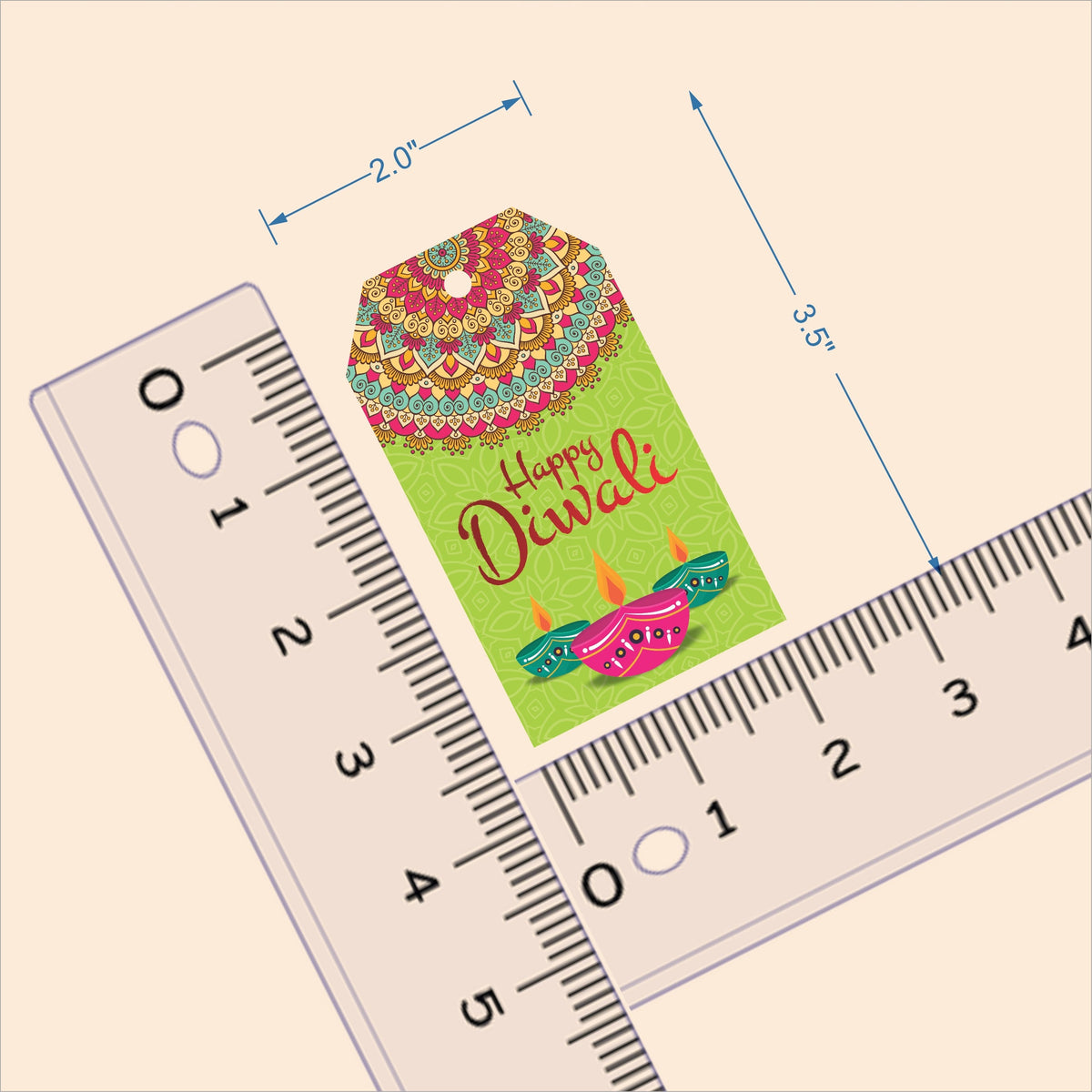 Happy Diwali Die Cut Shape 4 Gift Tags packaging