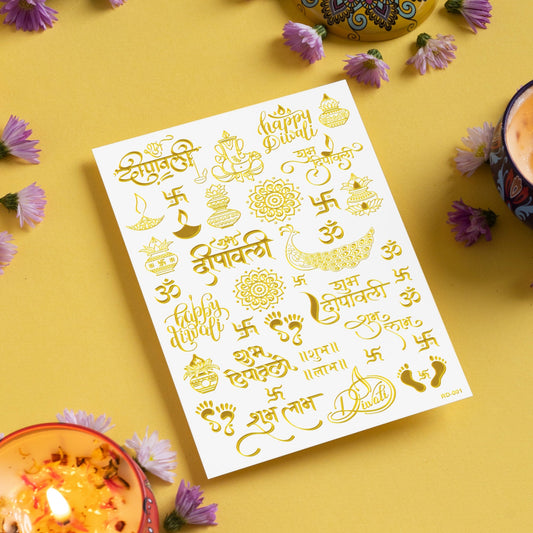 Gold Embossed Diwali Stickers Sheet