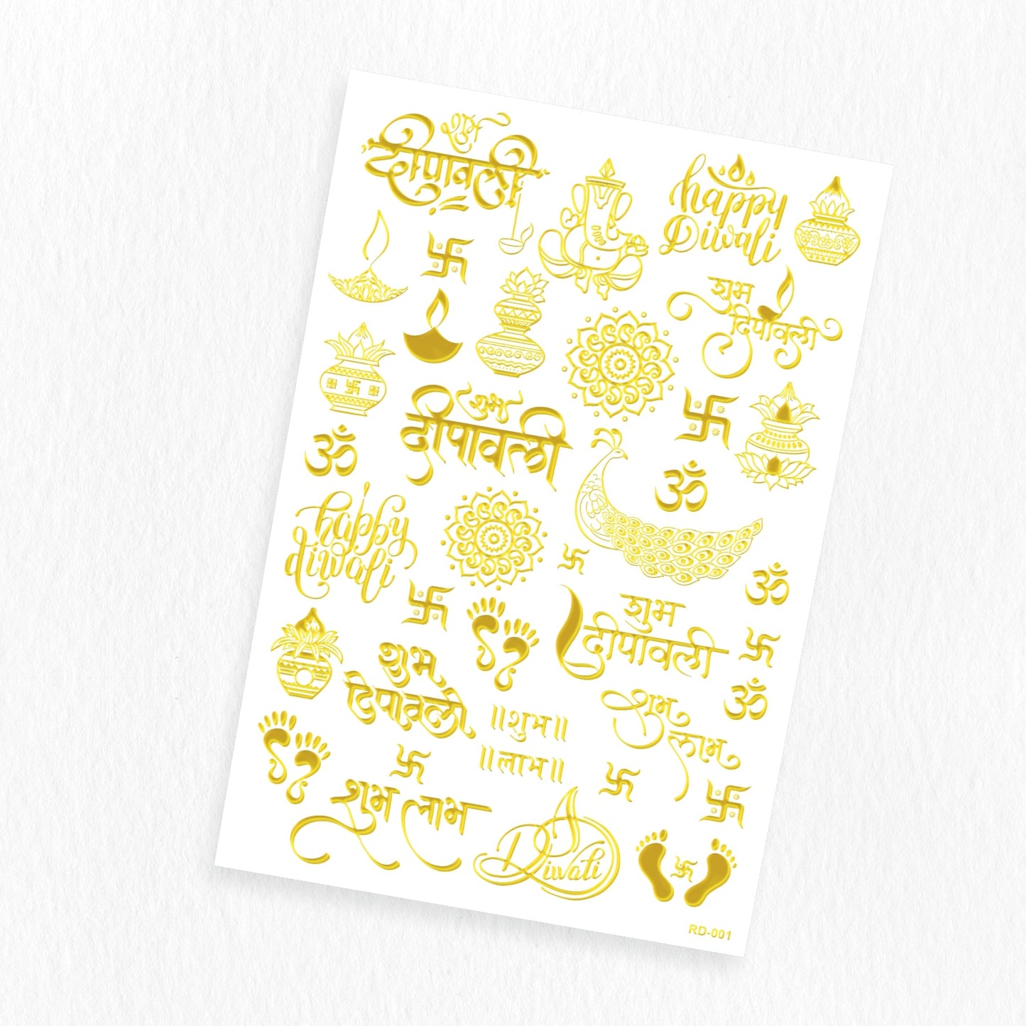 Gold Embossed Diwali Stickers Sheet