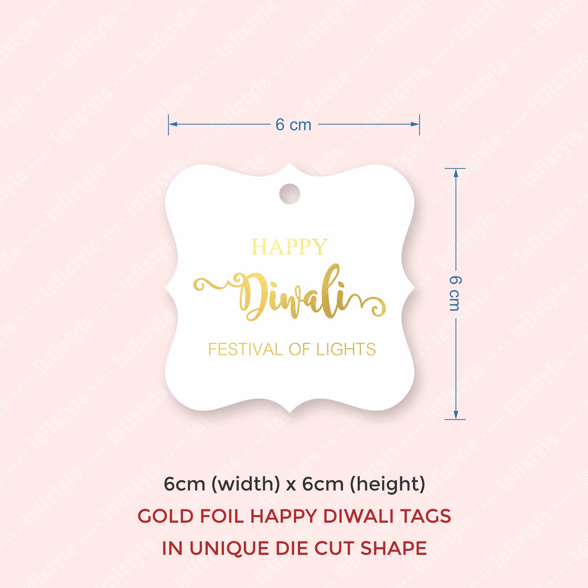 Happy Diwali Gold Foil Gift Tags Golden Elegance styled flat lay