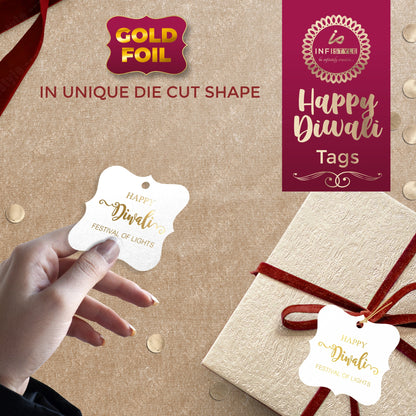 Happy Diwali Gold Foil Gift Tags Golden Elegance packaging