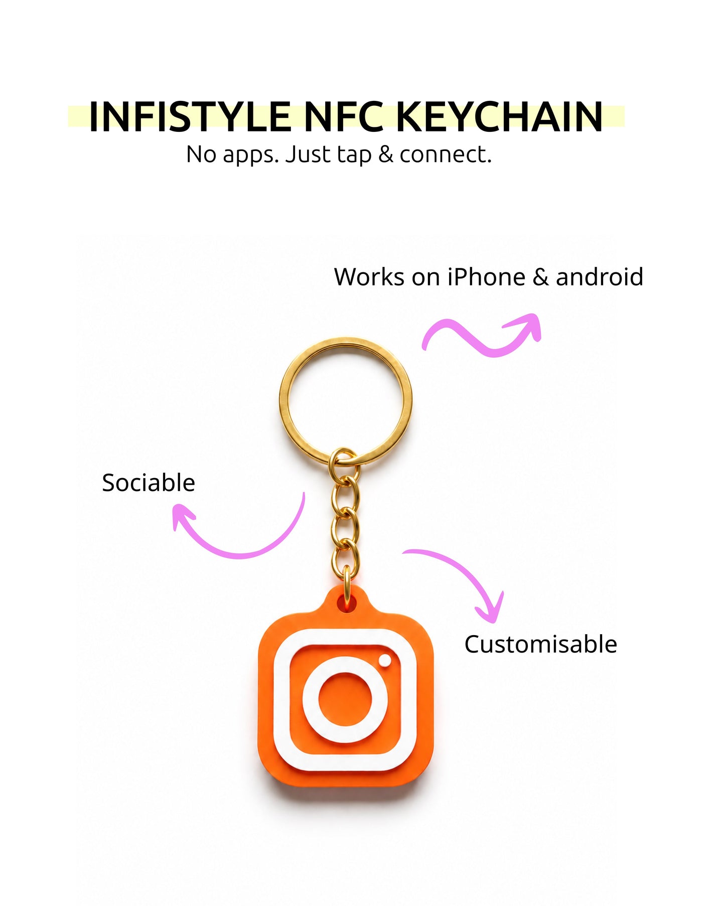 Custom 3D Printed NFC Instagram Keychain