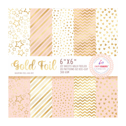Pink Gold Foil Paper 22 Sheets 300 GSM