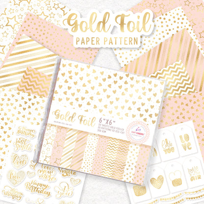 Pink Gold Foil Paper 22 Sheets 300 GSM design close-up