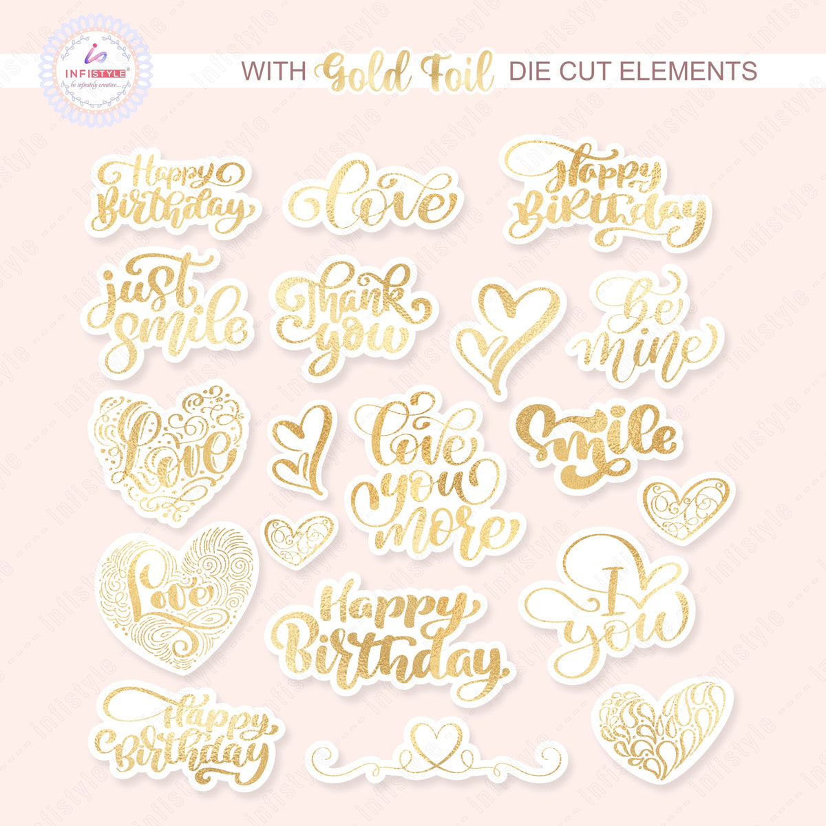 Pink Gold Foil Paper 22 Sheets 300 GSM size and dimensions
