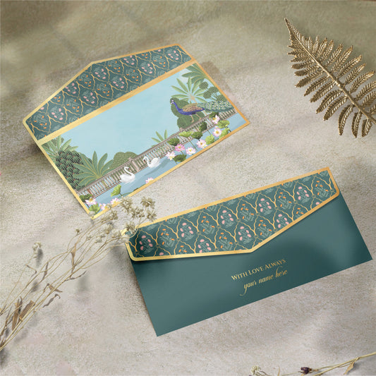 Garden Theme Gold Foil Shagun Envelope
