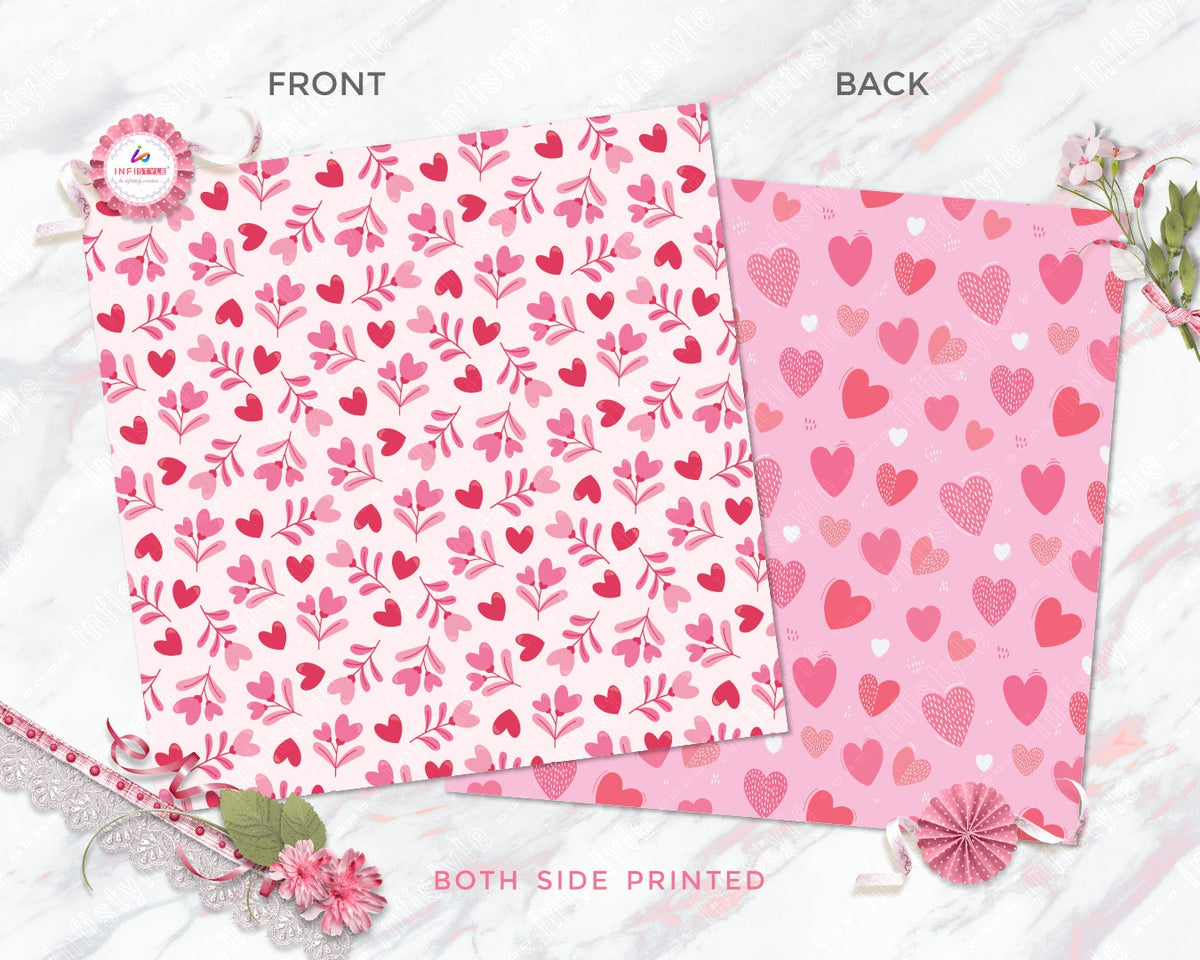 Scrapbooking Craft Paper Pack of 24 Pattern Love Theme reverse side