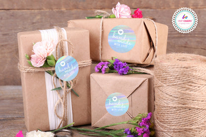 Rainbow Holographic Handmade Stickers packaging