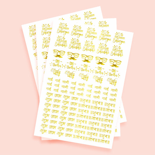 Golden Embossed Rakhi Resin Stickers