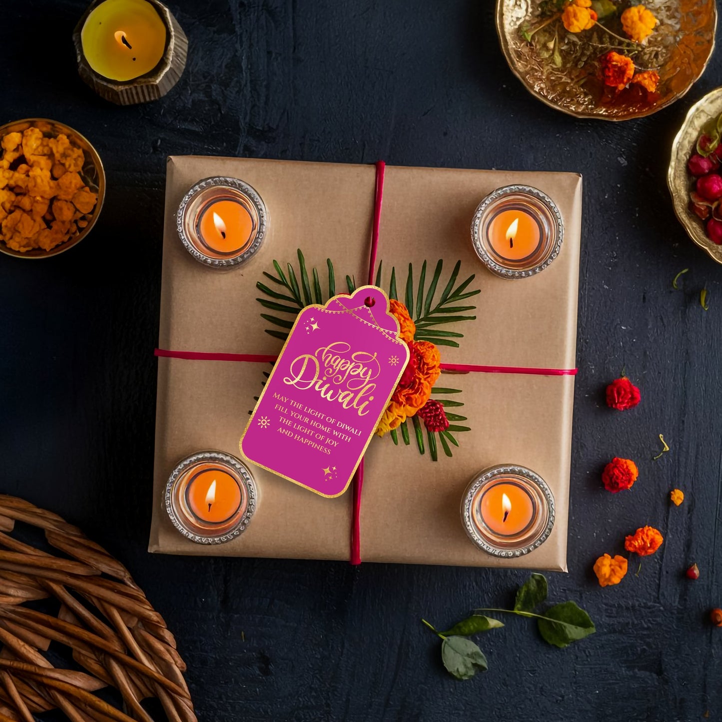 Happy Diwali Gold Foil Gift Tags