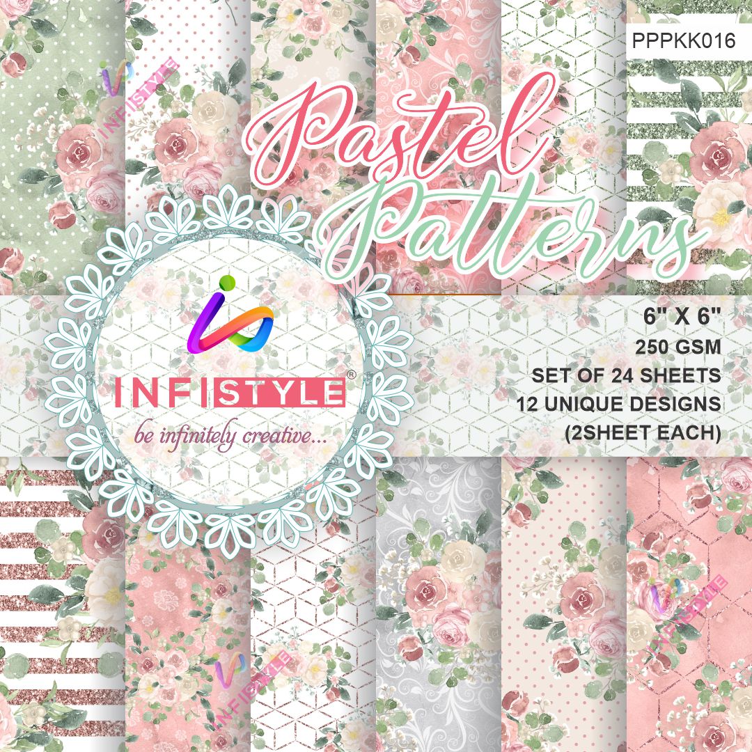 Pastel Pattern Paper Pack of 24 styled flat lay