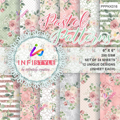 Pastel Pattern Paper Pack of 24 styled flat lay