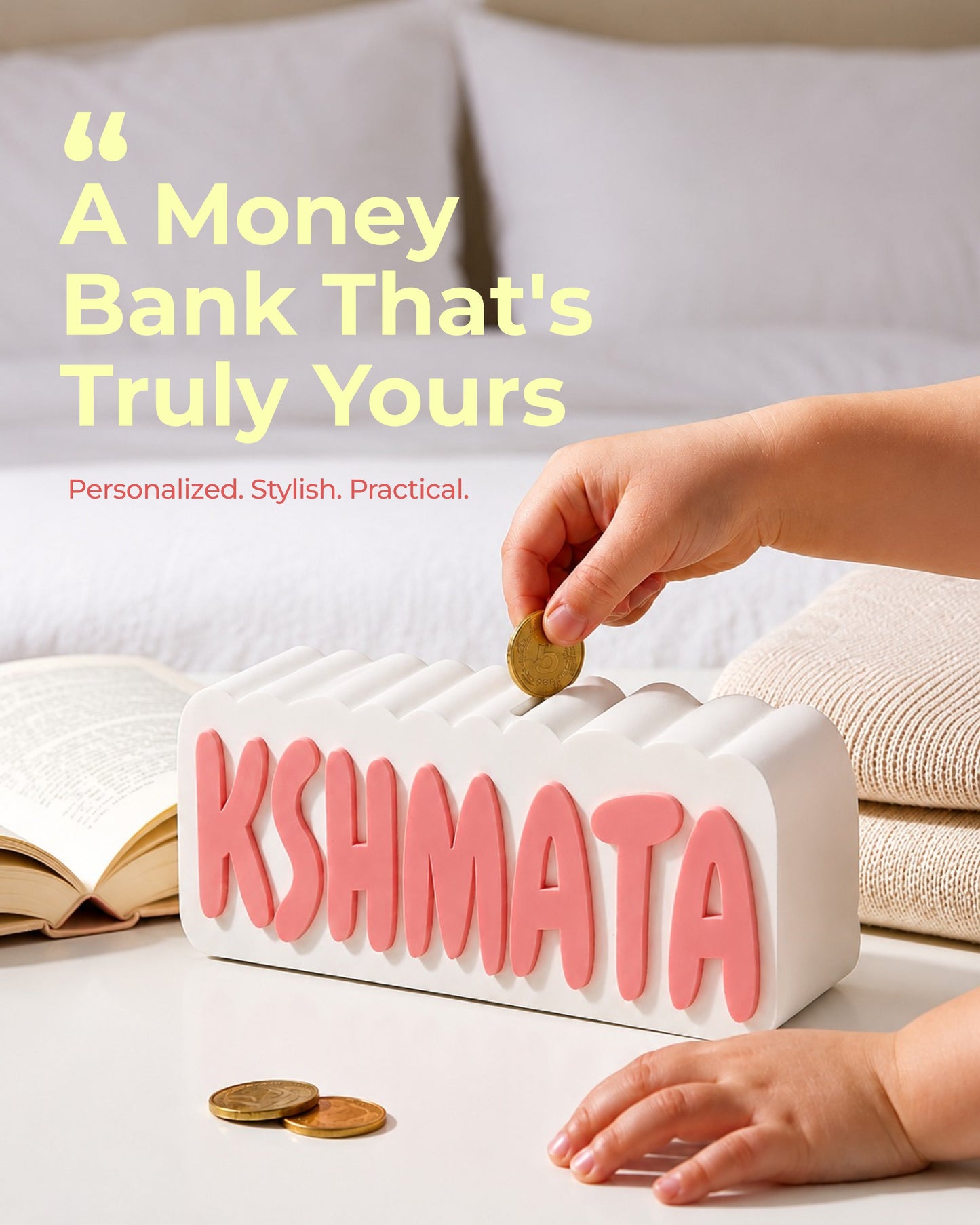 Personalised Name Piggy Bank | Custom 3D Printed Money Box for Kids & Gifting