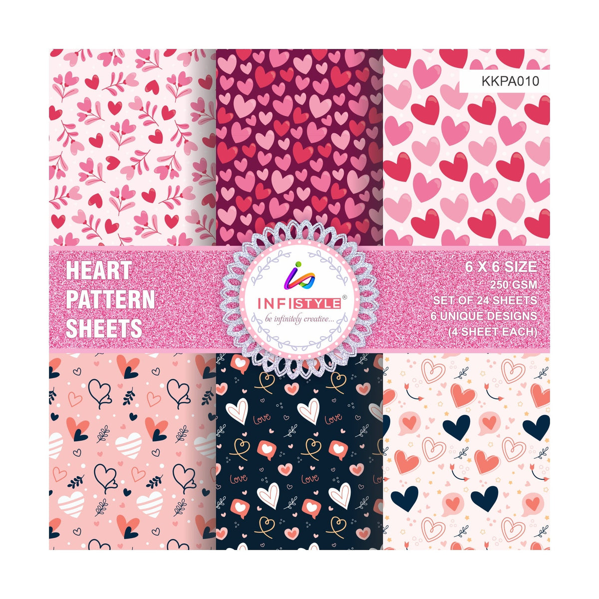 Scrapbooking Craft Paper Pack of 24 Pattern Love Theme front view