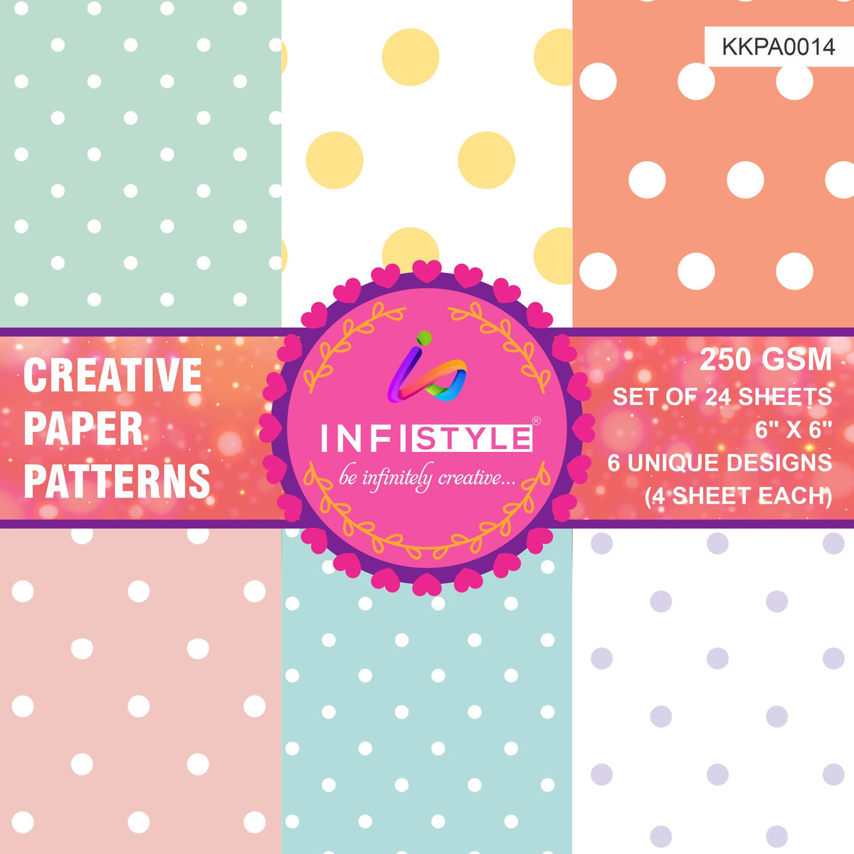 Scrapbooking Craft Paper Pack of 24 Creative Pattern Dots Hues design close-up