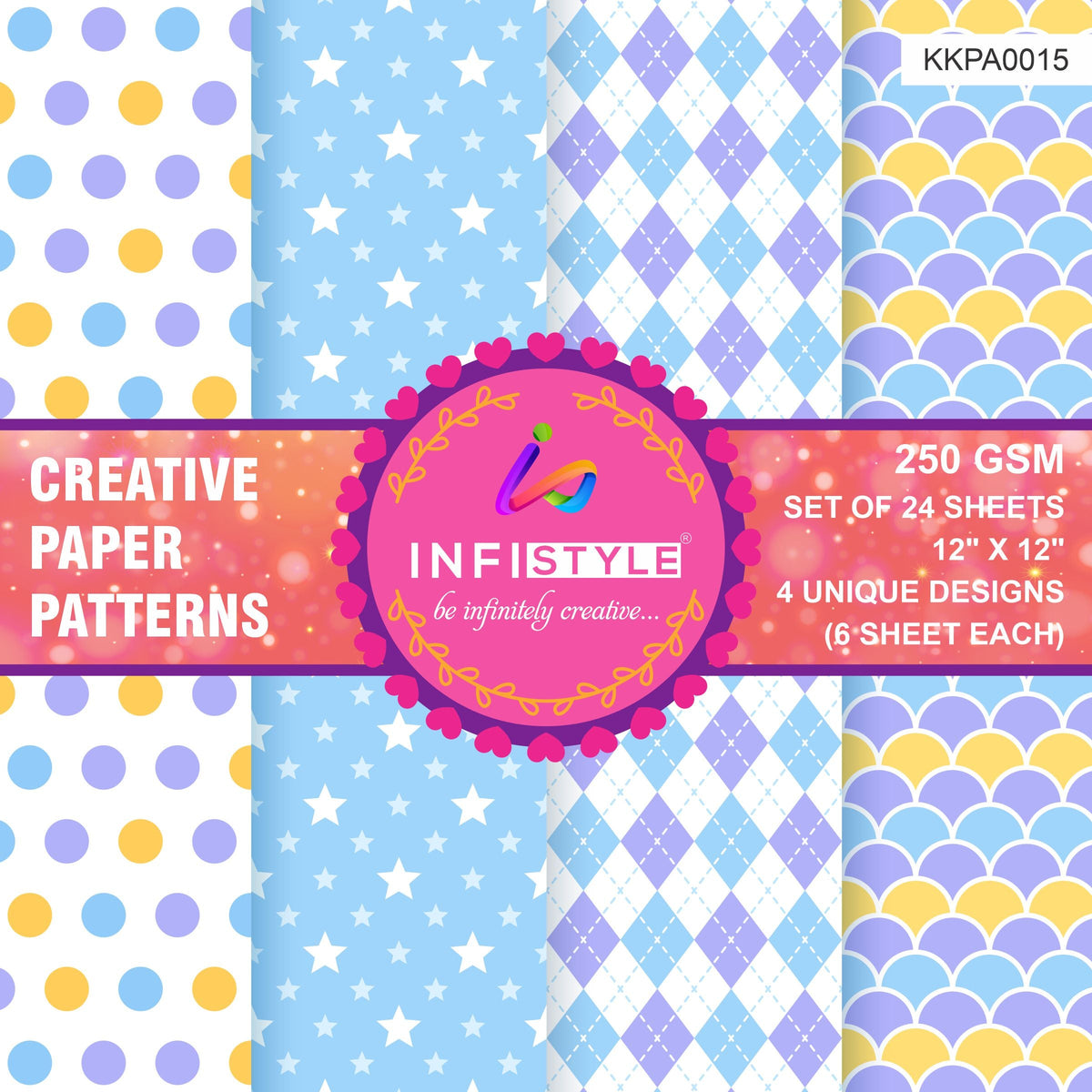 Scrapbook Craft Paper Pack of 24 front view