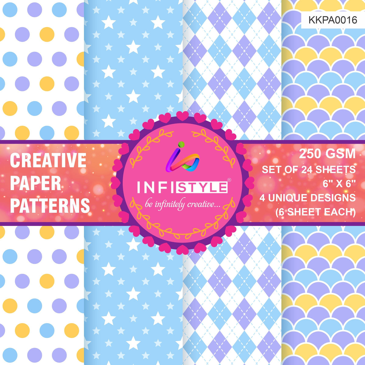 Scrapbook Craft Paper Pack of 24 design close-up