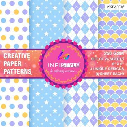 Scrapbook Craft Paper Pack of 24 design close-up
