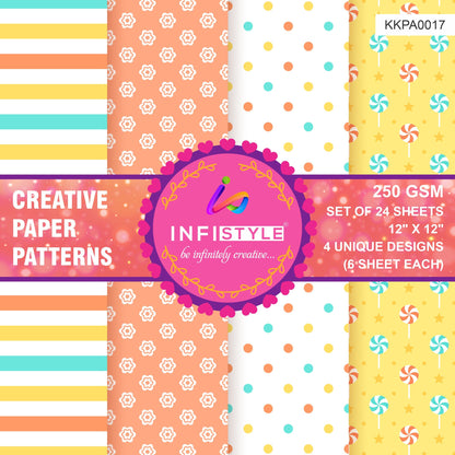 Scrapbook Craft Paper Pack of 24 Sheets front view
