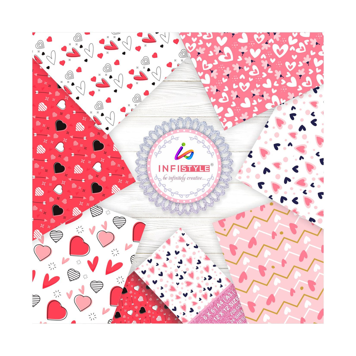 Scrapbooking Craft Paper Pack of 24 detail view