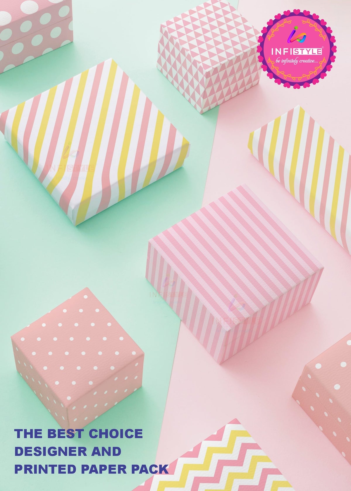 Scrapbooking Craft Paper Pack of 24 Creative Pattern Stripes Hues styled flat lay