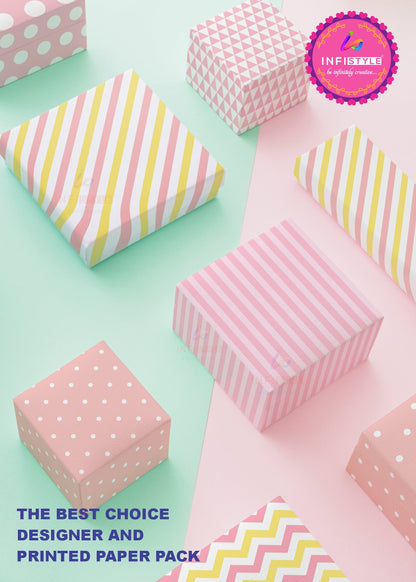 Scrapbooking Craft Paper Pack of 24 Creative Pattern Stripes Hues styled flat lay