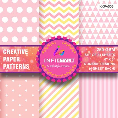 Scrapbooking Craft Paper Pack of 24 Creative Pattern Stripes Hues detail view
