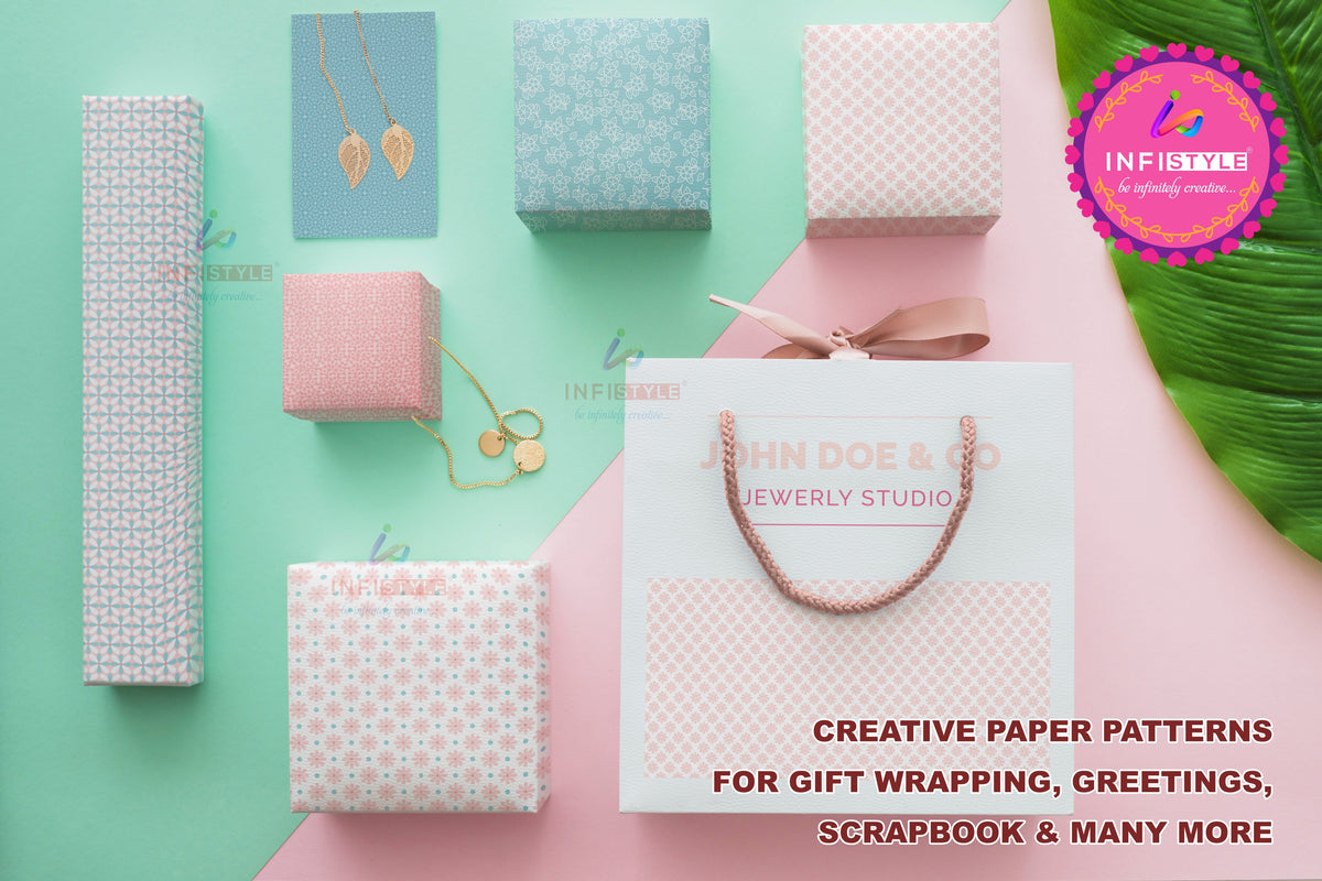 Scrapbooking Craft Paper Pack of 24 Creative Pattern Flowers Theme styled flat lay