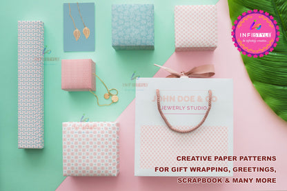 Scrapbooking Craft Paper Pack of 24 Creative Pattern Flowers Theme styled flat lay