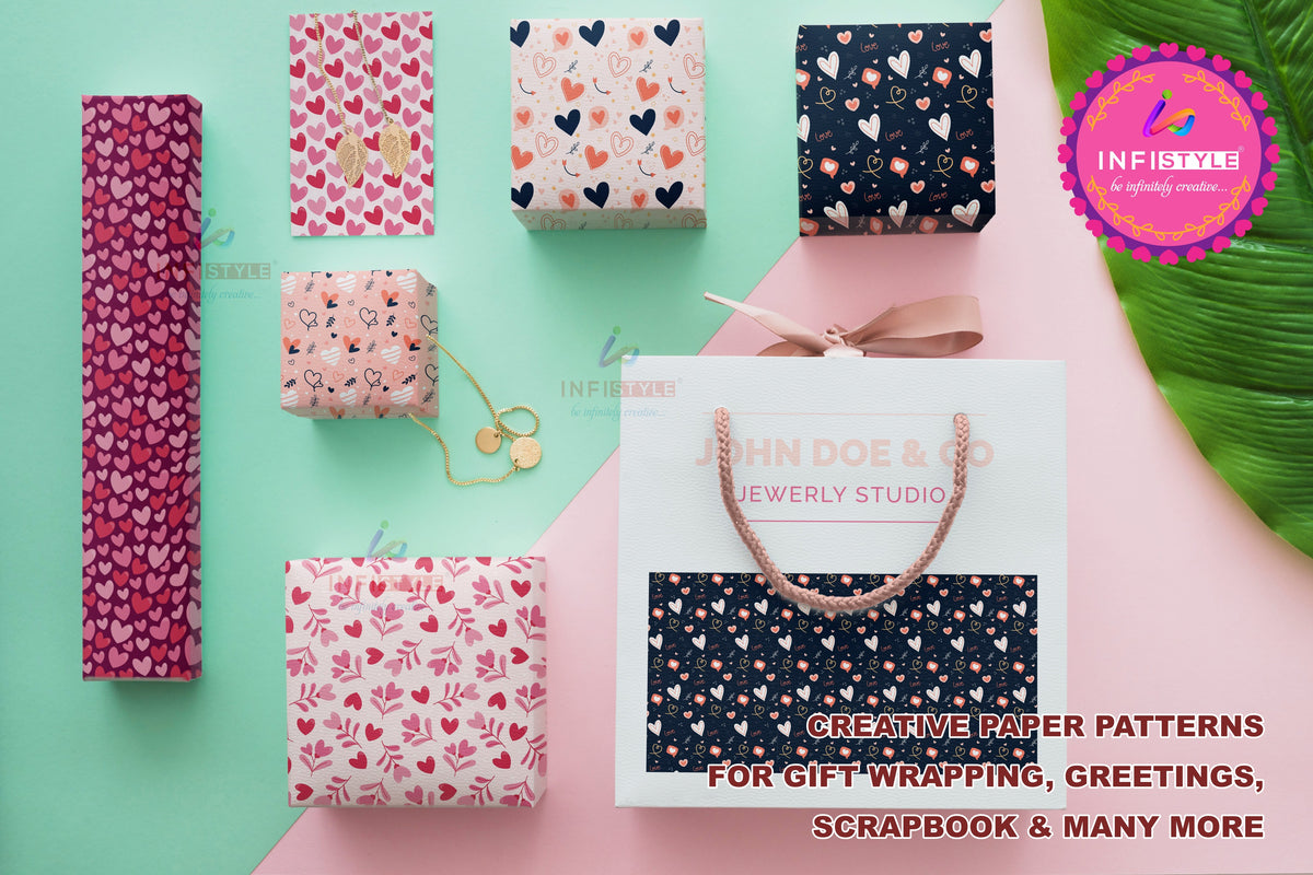 Scrapbooking Craft Paper Pack of 24 Pattern Love Theme size and dimensions
