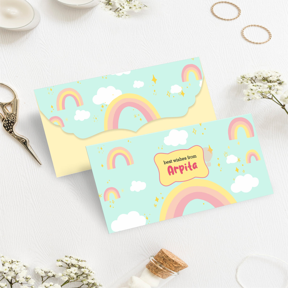 Custom Kids Gift Envelope for Gifting Money Envelopes Rainbows Theme