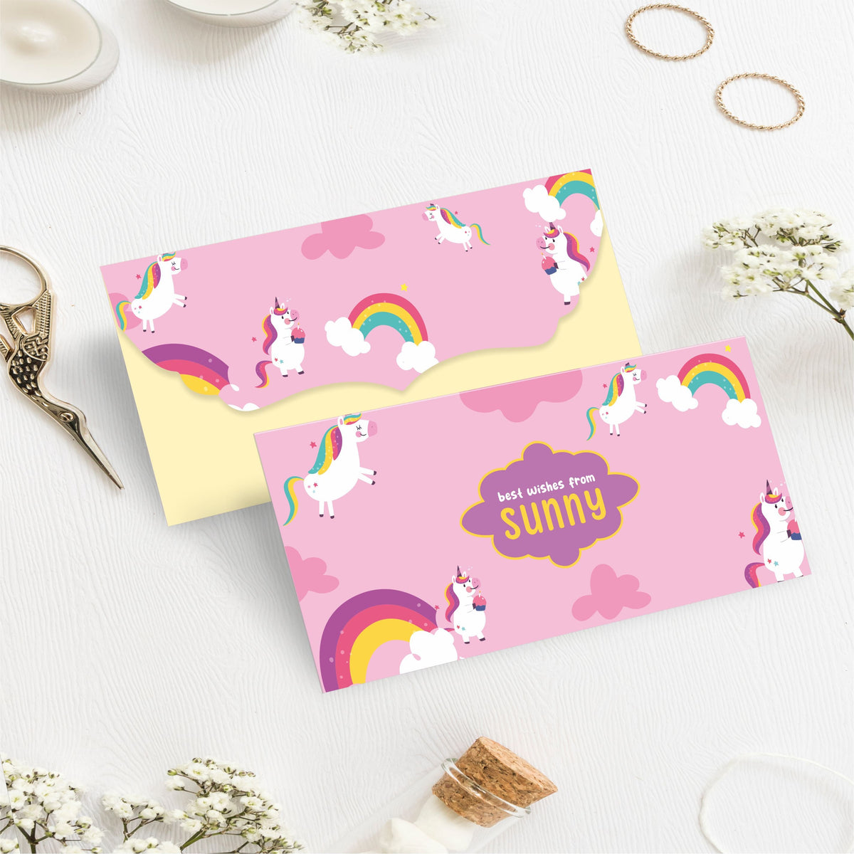 Custom Kids Gift Envelope for Gifting Money Envelopes Small Unicorn