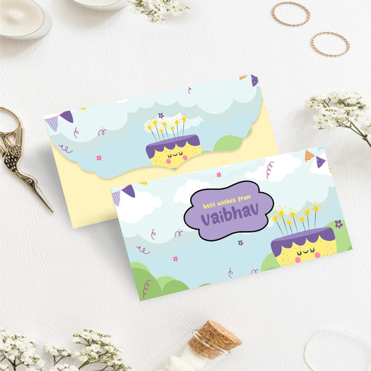 Custom Kids Gift Envelope for Gifting Money Envelopes Birthday Cake