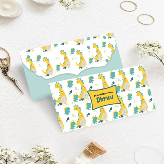 Custom Kids Gift Envelope for Gifting Money Envelopes Dinosaur Theme