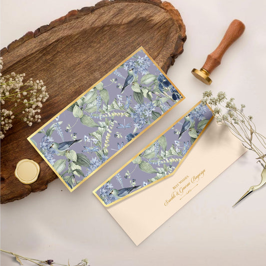 Lavender Meadow Gold Foil Shagun Envelope