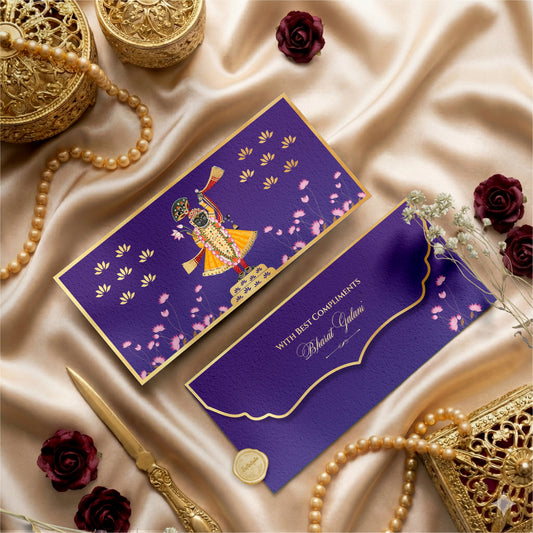 Luxury Money Envelope Lotus Motif front view