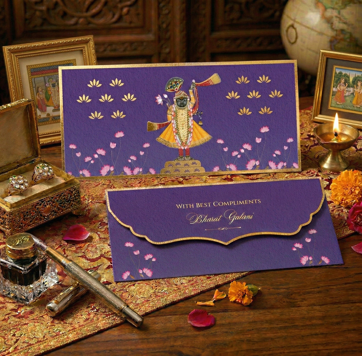 Luxury Money Envelope Lotus Motif