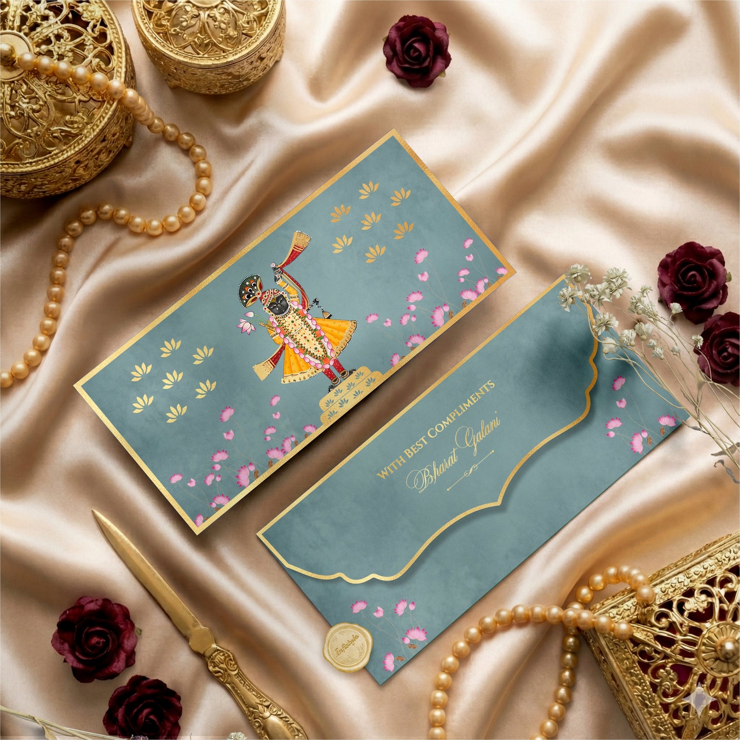 Luxury Money Envelope | Lotus Motif Luxe