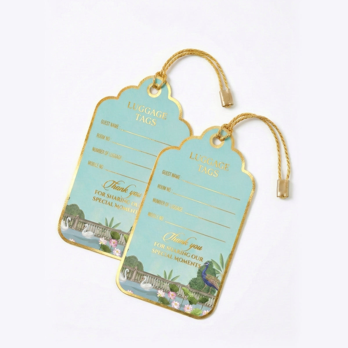 Gold Foil Luggage Tags for Wedding Traveling