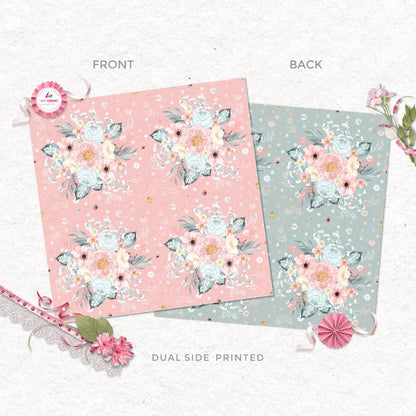 Pastel Paper Pattern Pack of 24 Sheet Flowers Stripes Pink photo 20